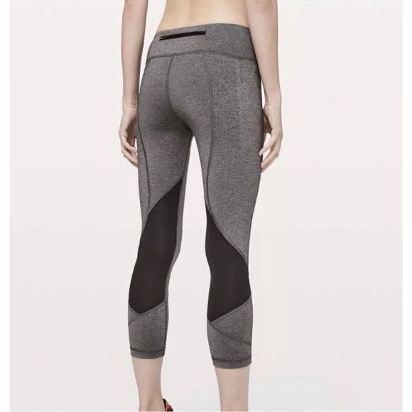 Lululemon Pace Rival Crop *22" Leggings Women's Sz‎ 6 Heathered Black Gray - Picture 1 of 15